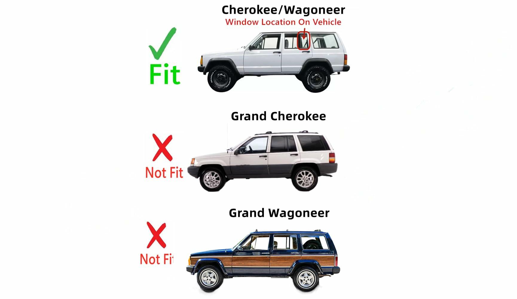 Driver Left Side Rear Vent Window Vent Glass Compatible with Jeep Cherokee 1984-2001 / Wagoneer 1984-1990 4-Door Models
