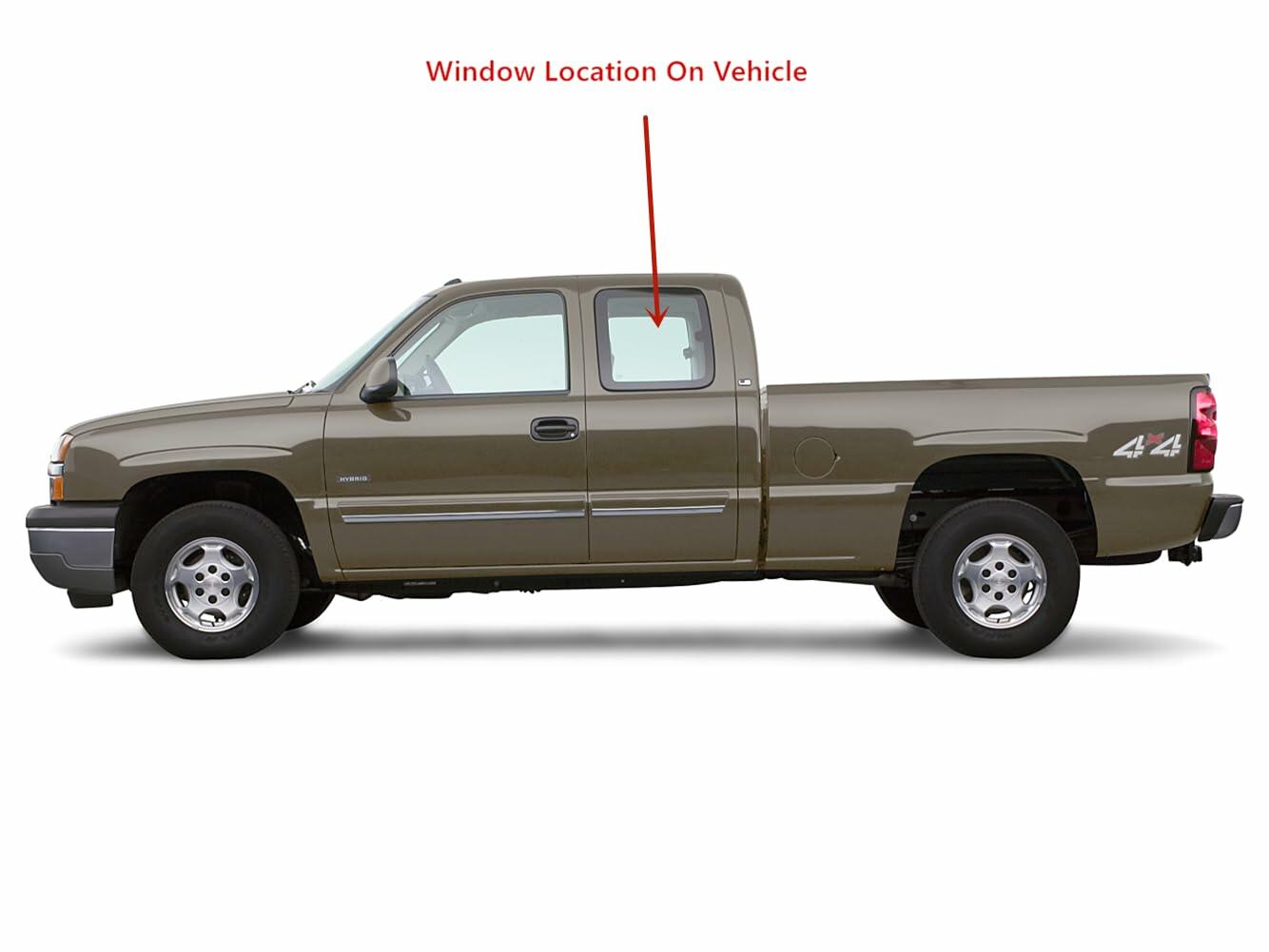 Movable Driver Left Side Rear Quarter Window Quarter Glass With Frame & Latch Compatible with Chevrolet Silverado 1999-2006 / Classic 2007 Extended Cab Pickup Models