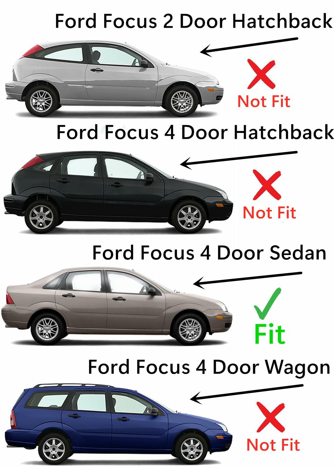 Passenger Right Side Quarter Glass Window Compatible with Ford Focus 4 Door Sedan 2000-2007 Models