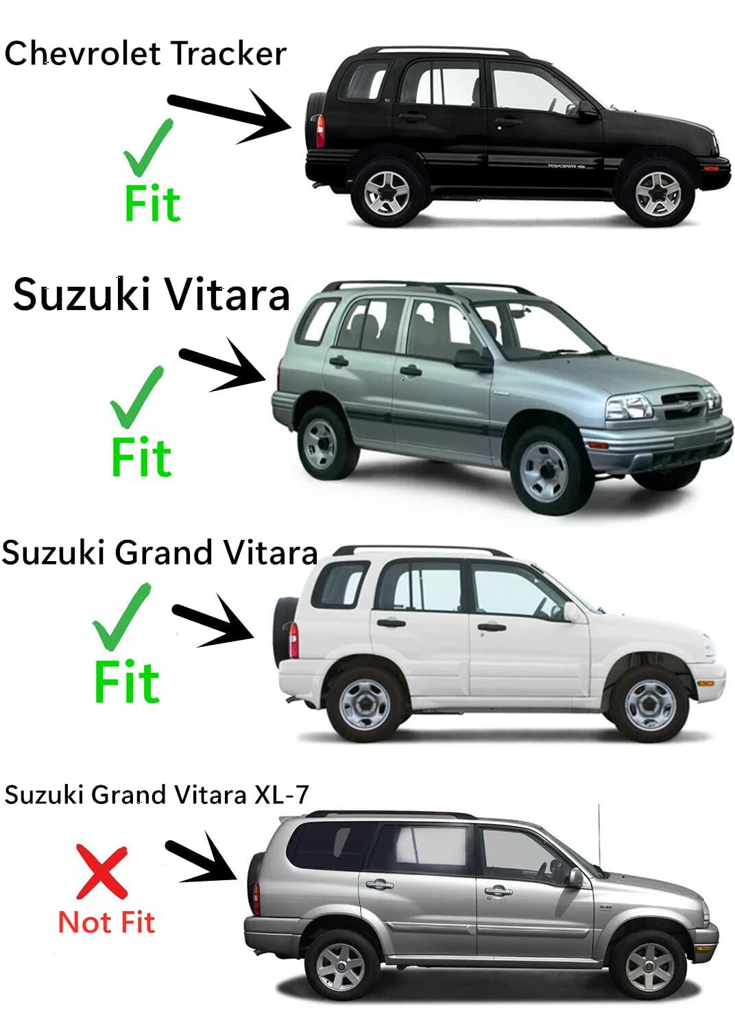 Clear Tempered Passenger Right Side Rear Door Window Door Glass Compatible with Chevrolet Tracker / Suzuki Vitara / Suzuki Grand Vitara 1999-2005 Models (Not For Grand Vitara XL-7)