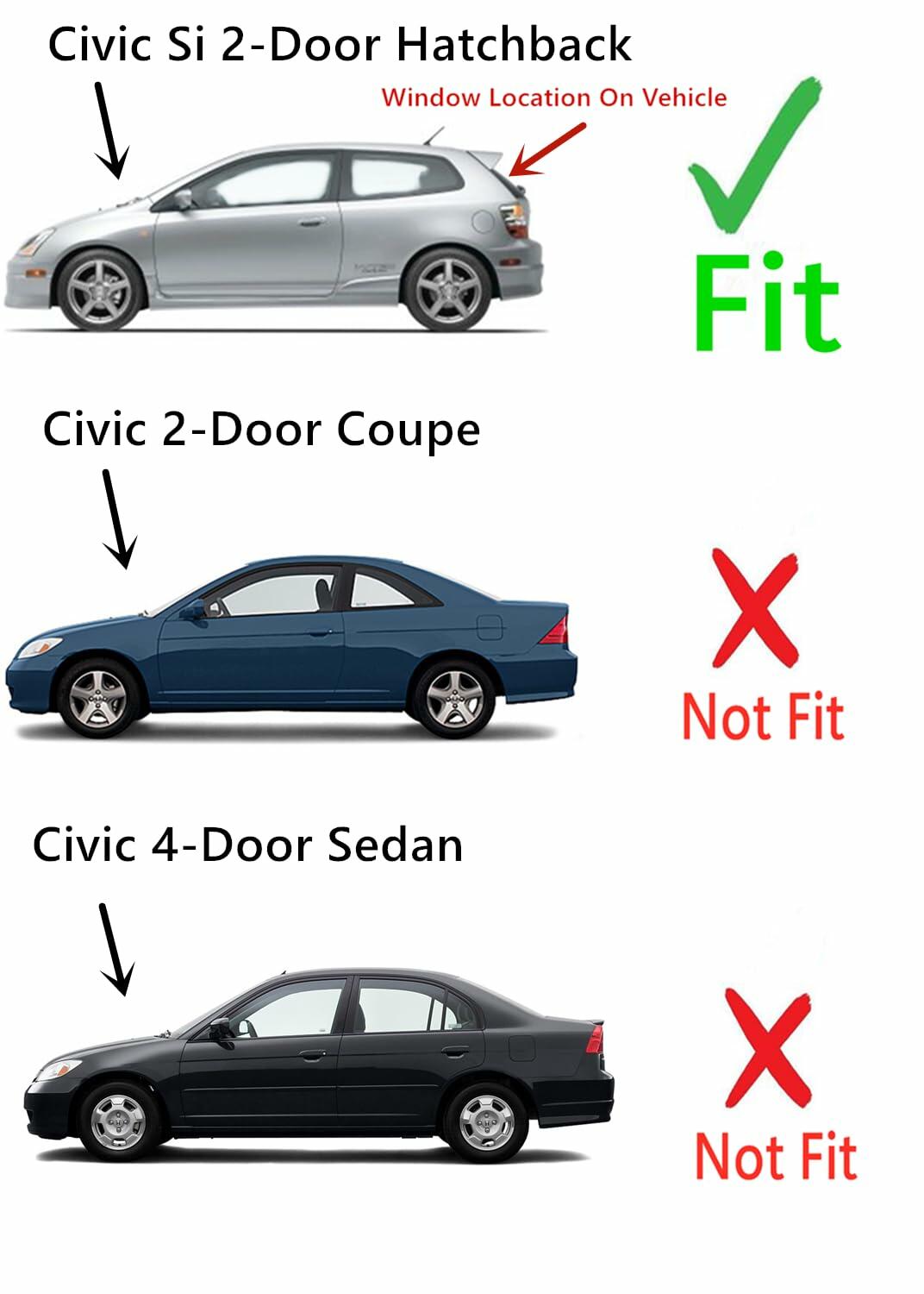 Heated Back Window Back Glass Compatible with Honda Civic Si 2 Door Hatchback 2002-2005 Models