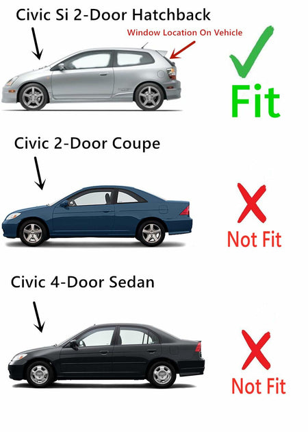 Heated Back Window Back Glass Compatible with Honda Civic Si 2 Door Hatchback 2002-2005 Models