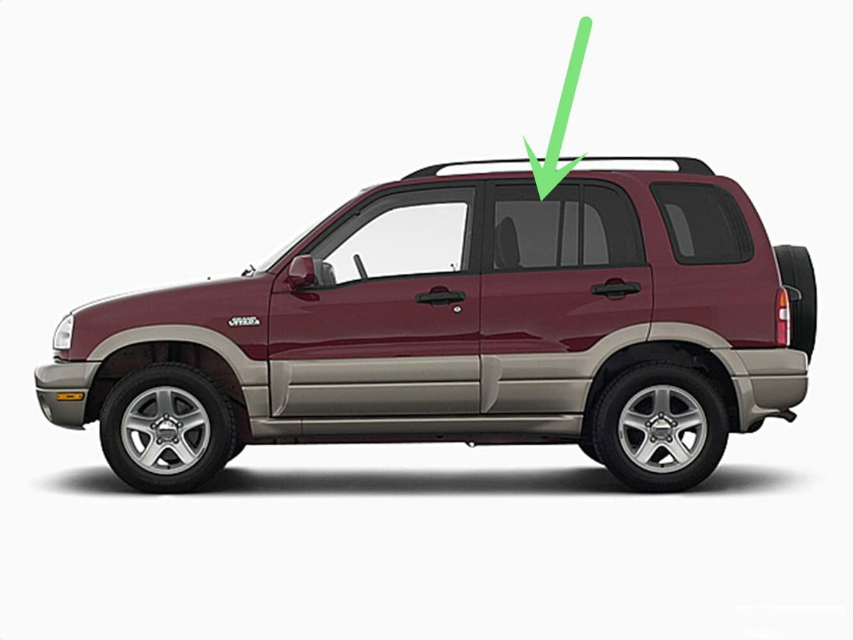 Factory Privacy Tinted Tempered Driver Left Side Rear Door Window Door Glass Compatible with Chevrolet Tracker / Suzuki Grand Vitara / Suzuki Vitara 1999-2005 Models (Not For Grand Vitara XL-7)