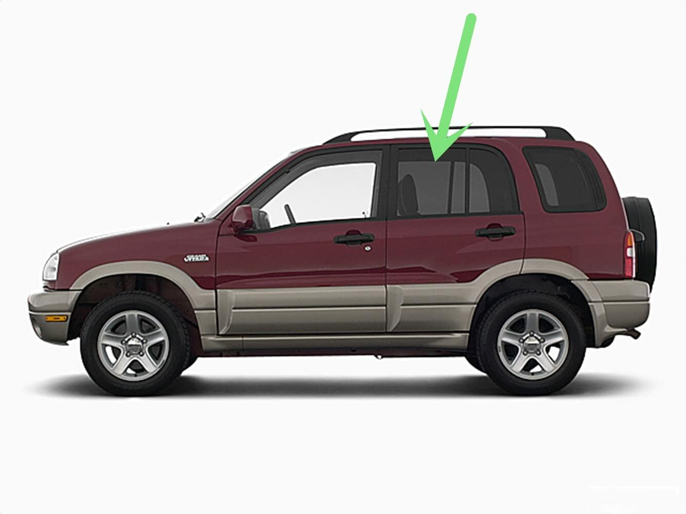 Factory Privacy Tinted Tempered Driver Left Side Rear Door Window Door Glass Compatible with Chevrolet Tracker / Suzuki Grand Vitara / Suzuki Vitara 1999-2005 Models (Not For Grand Vitara XL-7)
