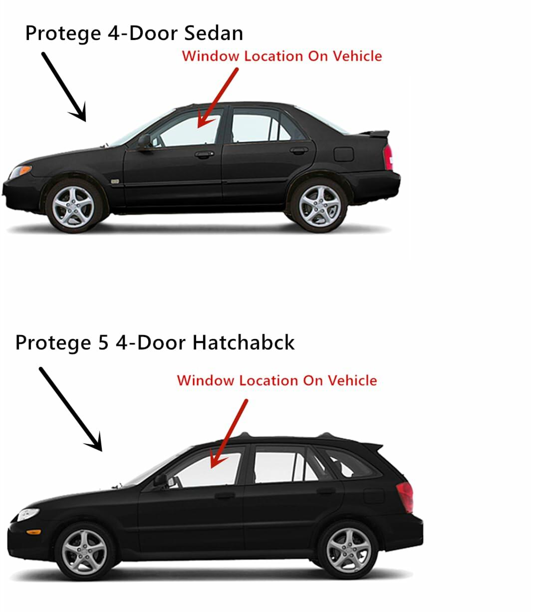Driver Left Front Door Window Door Glass Compatible with Mazda Protege / Protege5 1999-2003 Models