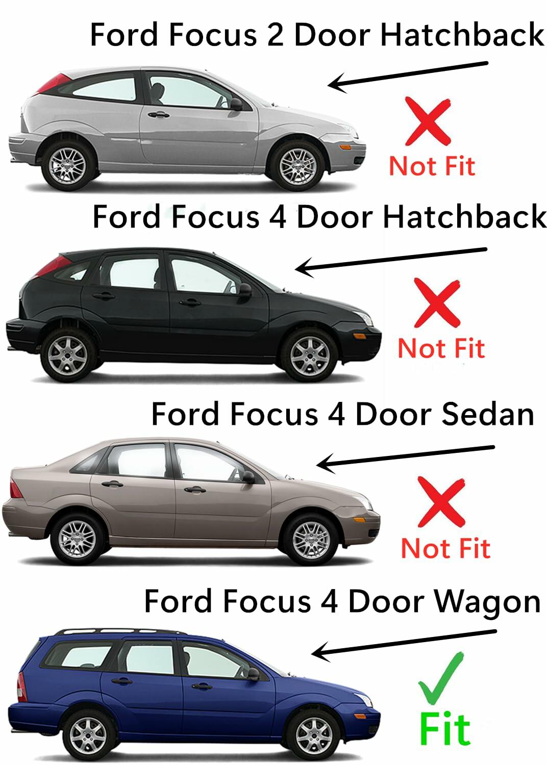 Passenger Right Side Quarter Glass Window Compatible with Ford Focus 4 Door Wagon 2000-2007 Models
