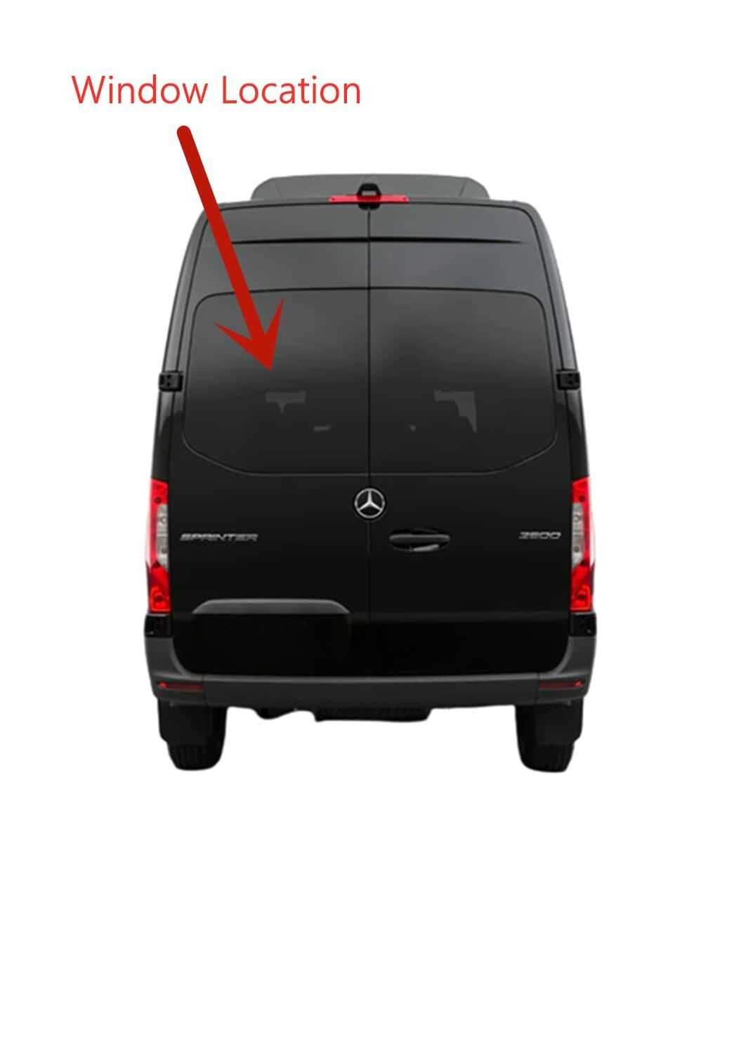 Heated Back Window Back Glass Driver Left Side No Wiper Hole Style Compatible with Mercedes Benz Sprinter 1500 2500 3500 4500 2019-2026 Models