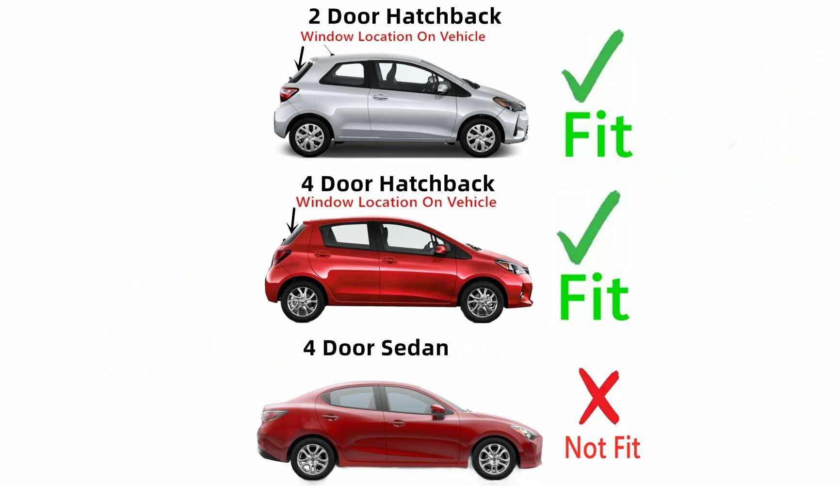 Heated Back Window Back Glass w/o Wiper Hole Style Compatible with Toyota Yaris Hatchback 2012-2019 Models
