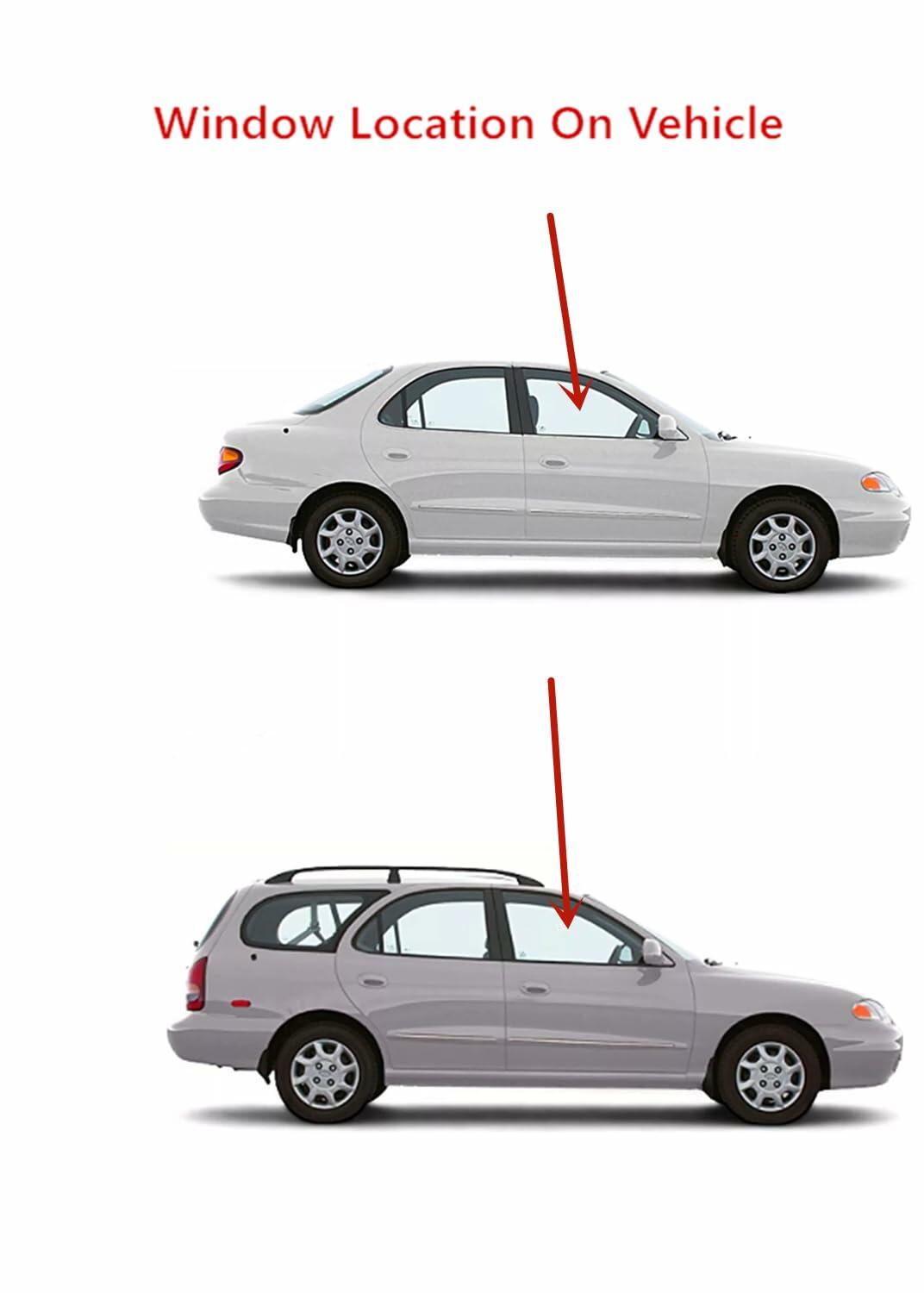 Passenger Right Side Front Door Window Door Glass Compatible with Hyundai Elantra 1996-2000 Models