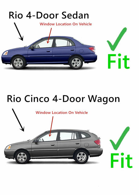 Tempered Driver Left Side Front Door Window Door Glass Compatible with Kia Rio Sedan / Wagon 2001-2005 Models