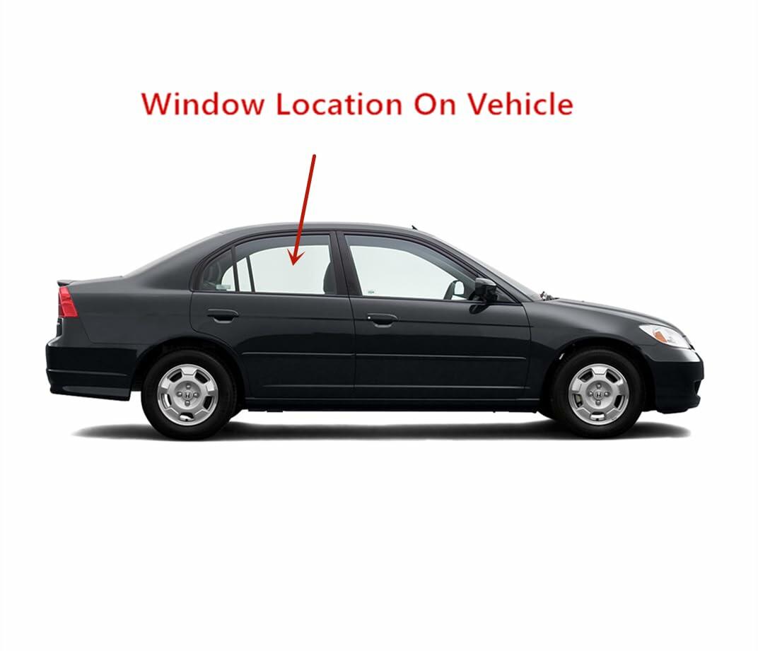 Passenger Right Side Rear Door Window Door Glass Compatible with Honda Civic 4 Door Sedan 2001-2005 Models