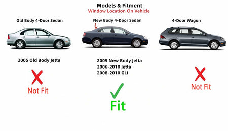 Heated Back Window Back Glass Compatible with Volkswagen Jetta/GLI 2006-2010 / Jetta(New) 2005 Models 4 Door Sedan