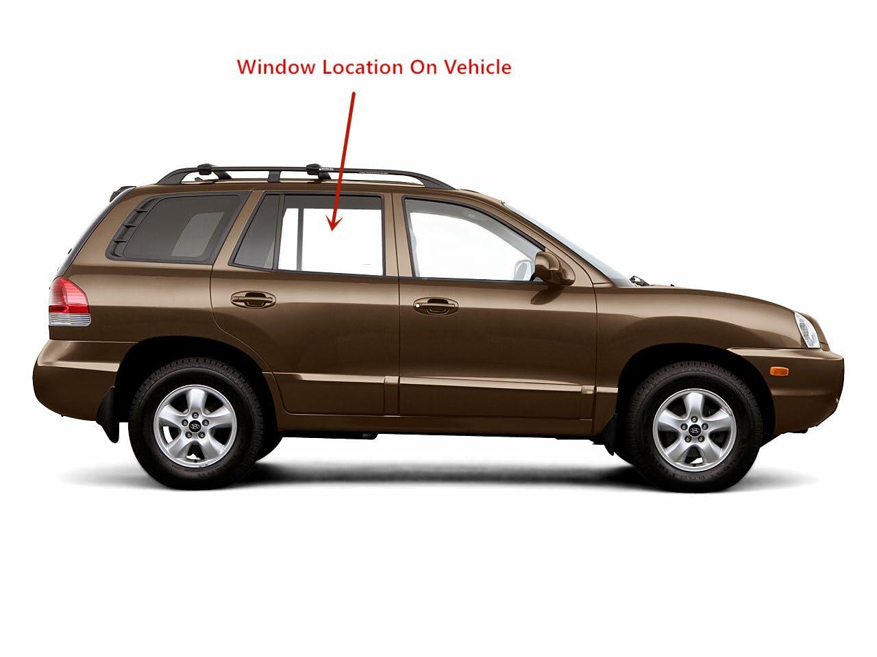 Driver Left Side Rear Door Window Door Glass Compatible with Hyundai Santa Fe 2001-2006 Models