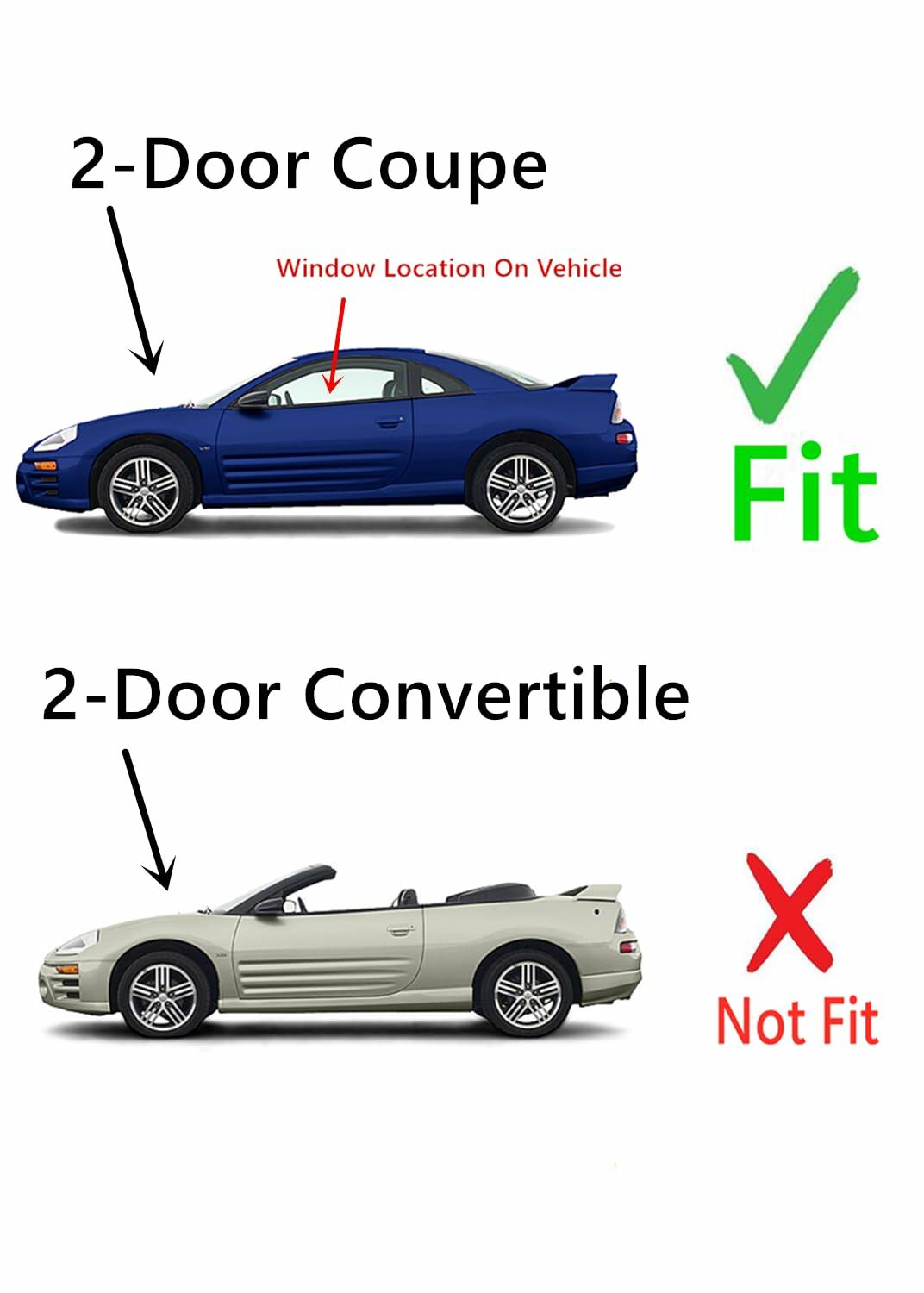 Driver Left Side Door Window Door Glass Compatible with Mitsubishi Eclipse 2 Door Coupe 2000-2005 Models