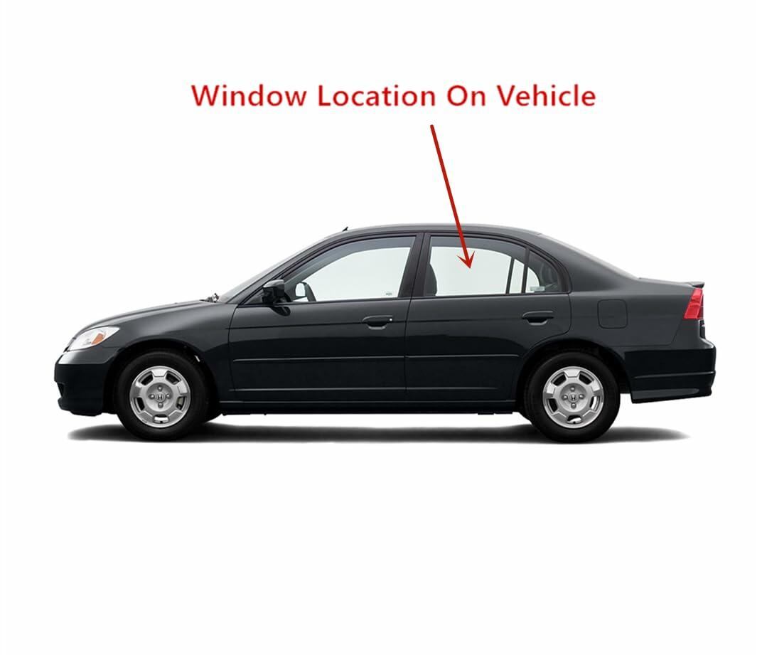 Driver Left Side Rear Door Window Door Glass Compatible with Honda Civic 4 Door Sedan 2001-2005 Models