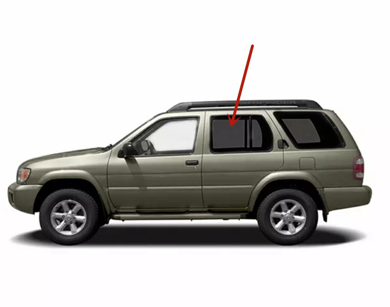 Driver Left Side Rear Door Window Door Glass Compatible with Nissan Pathfinder/Infiniti QX4 1996-2004 Models (Not for Pathfinder Armada)