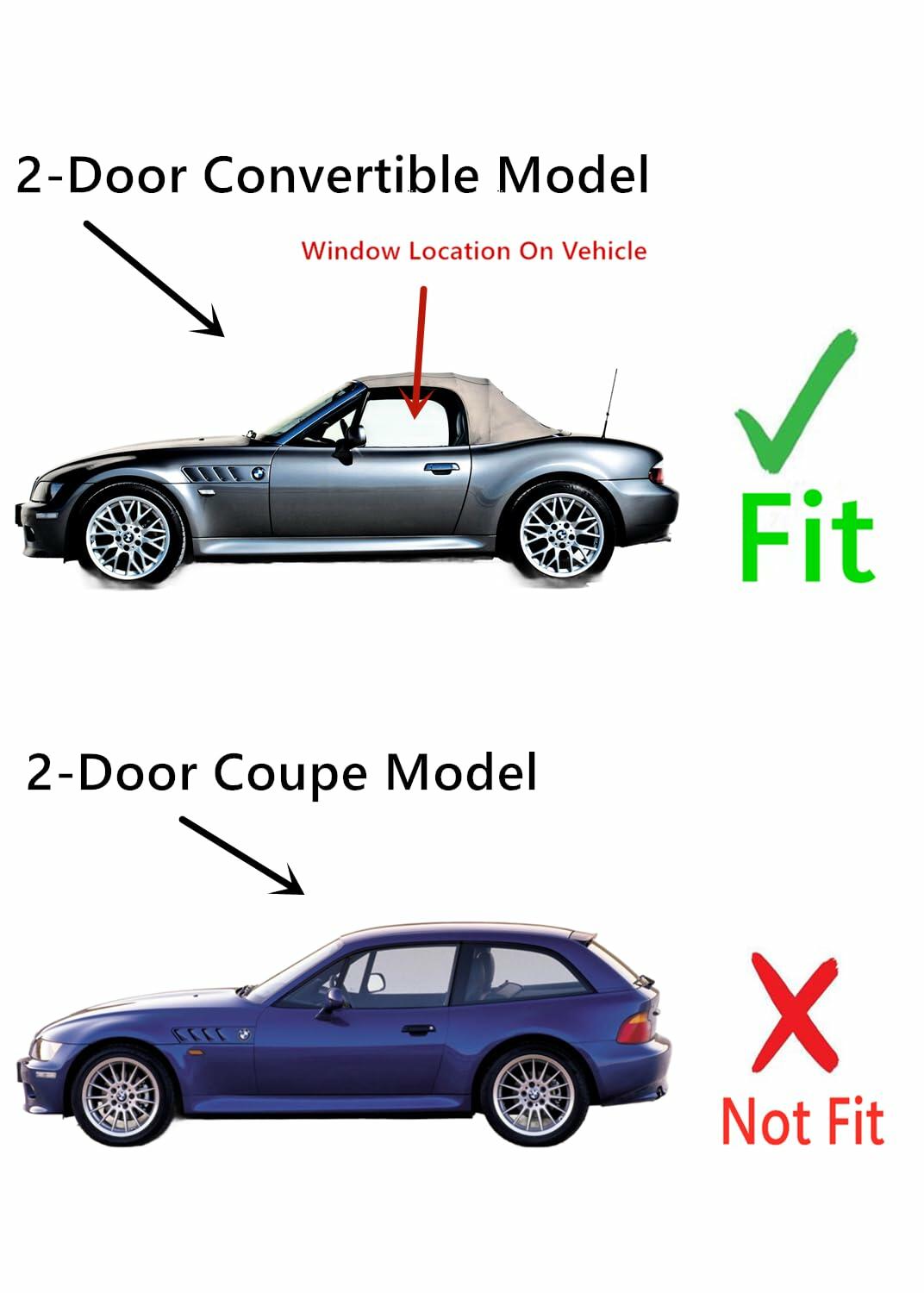 Driver Left Side Door Window Door Glass Compatible with BMW Z3 2 Door Convertible 1996-2002 Models