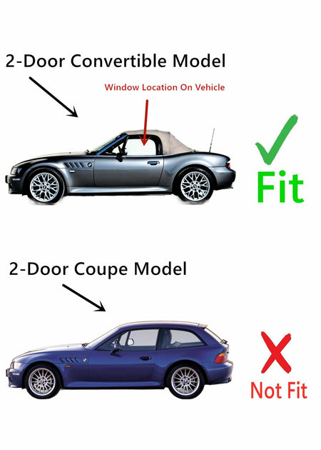 Driver Left Side Door Window Door Glass Compatible with BMW Z3 2 Door Convertible 1996-2002 Models