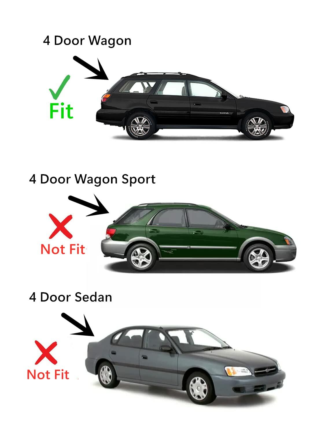 Tempered Passenger Right Side Rear Door Window Door Glass Compatible with Subaru Outback / Legacy 4 Door Wagon 2000-2004 Models (Not For Ouback Wagon Sport)
