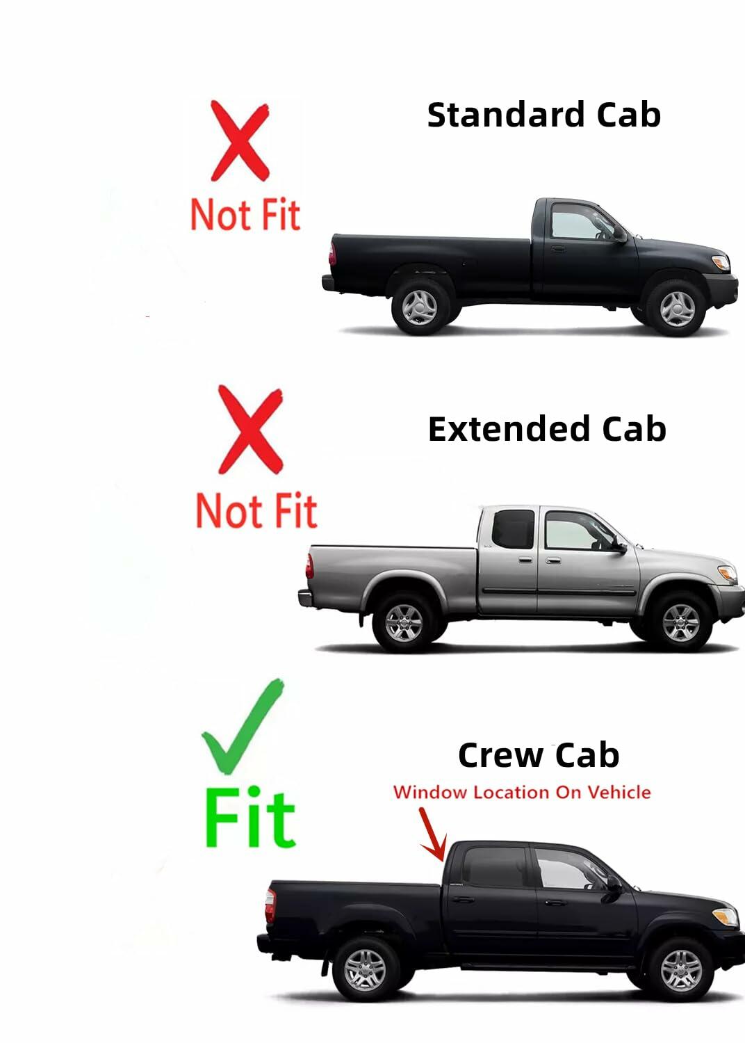 Heated Power Drop Down Style Back Window Back Glass Compatible with Toyota Tundra Pickup 4 Door Crew Cab 2004-2006 Models