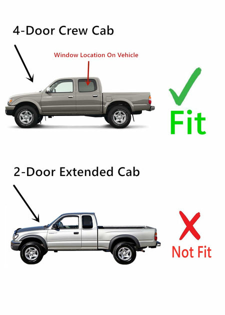 Driver Left Side Rear Door Window Door Glass Compatible with Toyota Tacoma Pickup 4 Door Crew Cab 2001-2004 Models