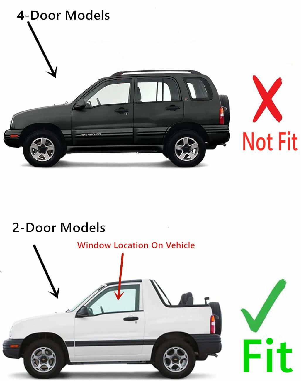 Driver Left Side Door Window Door Glass Compatible with Chevrolet Tracker/Suzuki Vitara 2 Door Utility 1999-2003 Models