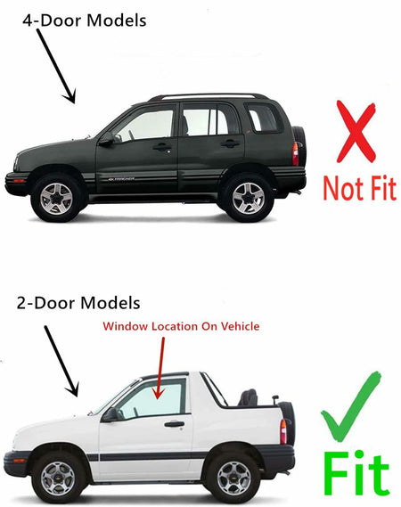 Driver Left Side Door Window Door Glass Compatible with Chevrolet Tracker/Suzuki Vitara 2 Door Utility 1999-2003 Models