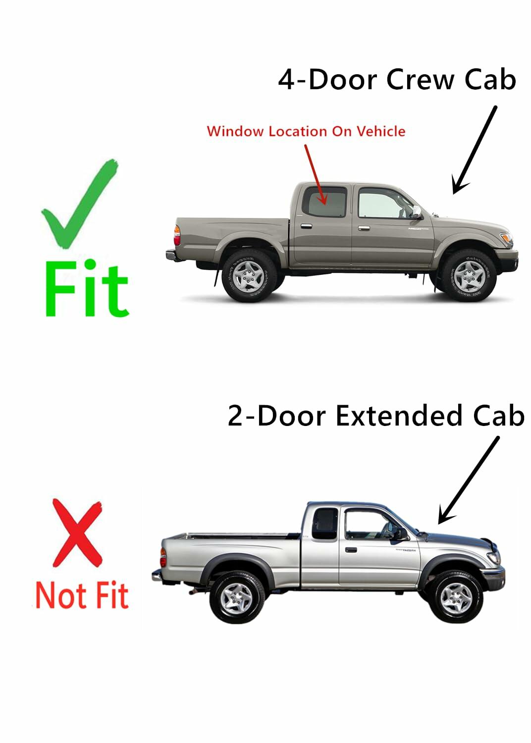 Passenger Right Side Rear Door Window Door Glass Compatible with Toyota Tacoma Pickup 4 Door Crew Cab 2001-2004