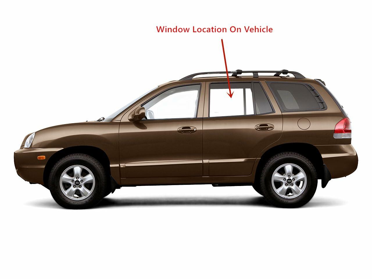 Passenger Right Side Rear Door Window Door Glass Compatible with Hyundai Santa Fe 2001-2006 Models