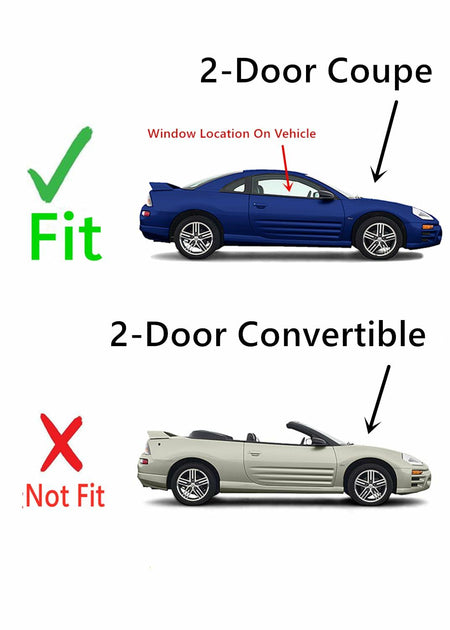 Passenger Right Side Door Window Door Glass Compatible with Mitsubishi Eclipse 2 Door Coupe 2000-2005 Models