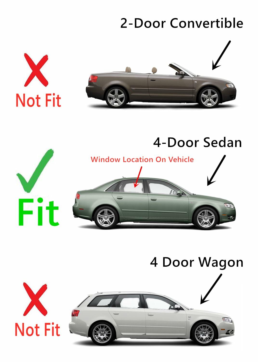 Passenger Right Side Rear Door Window Door Glass Compatible with Audi A4 2002-2008 / S4 2004-2008 / RS4 2006-2008 4 Door Sedan Models