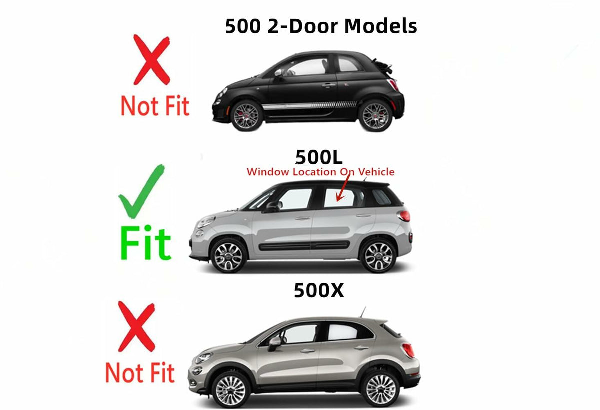 Driver Left Side Rear Door Window Door Glass Compatible with Fiat/Chrysler 500L 2014-2021 Models