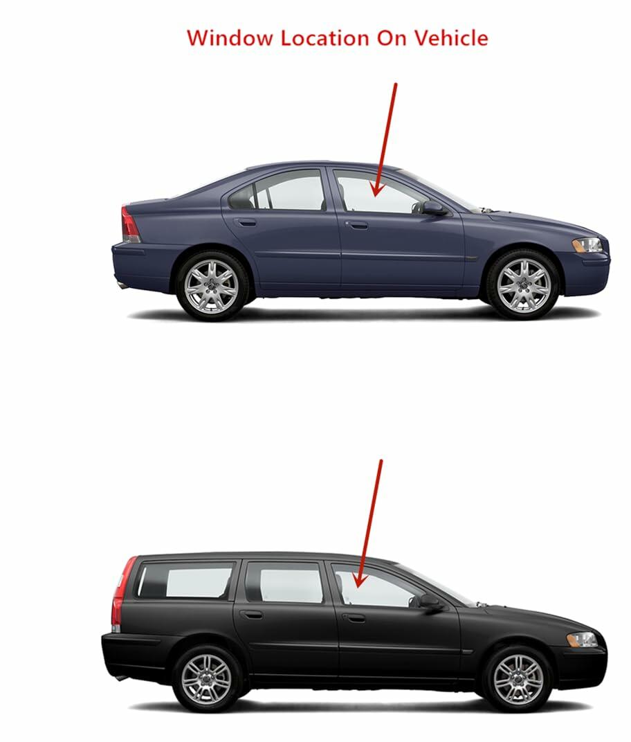 Passenger Right Side Front Door Window Door Glass Compatible with Volvo S60 2001-2009 Models/Volvo XC70 V70 2001-2007 Models