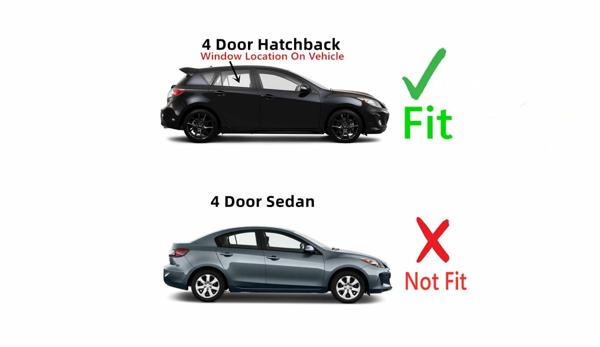 Passenger Right Side Rear Door Window Door Glass Compatible with Mazda 3 4 Door Hatchback 2010-2013 Models
