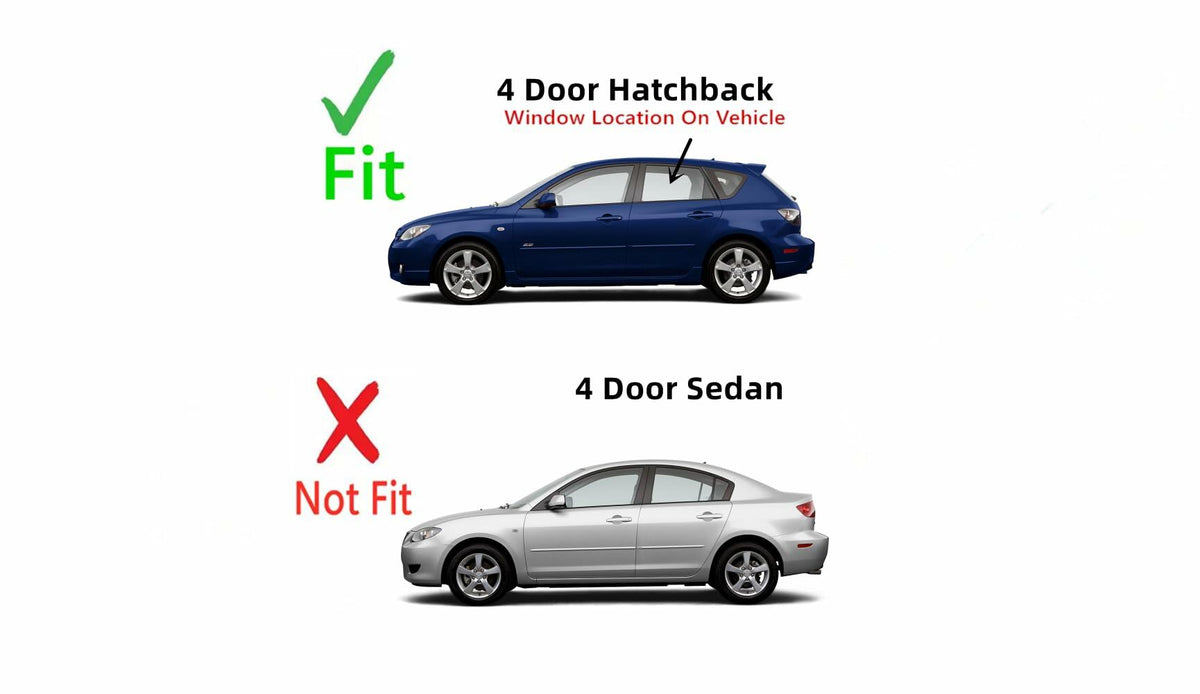 Driver Left Side Rear Door Window Door Glass Compatible with Mazda 3 2004-2009 4 Door Hatchback Models