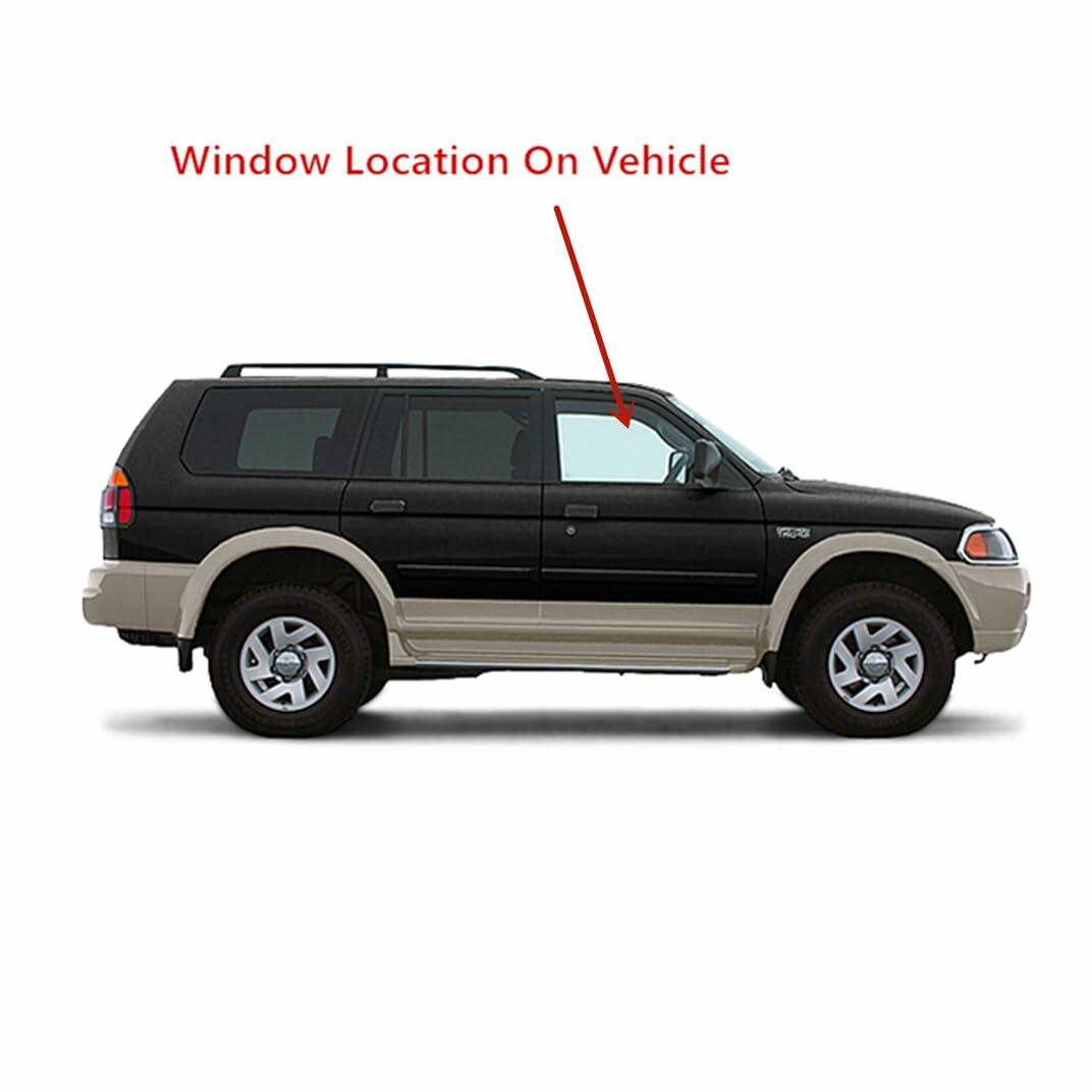 Passenger Right Side Front Door Window Door Glass Compatible with Mitsubishi Montero Sport 1997-2007 Models