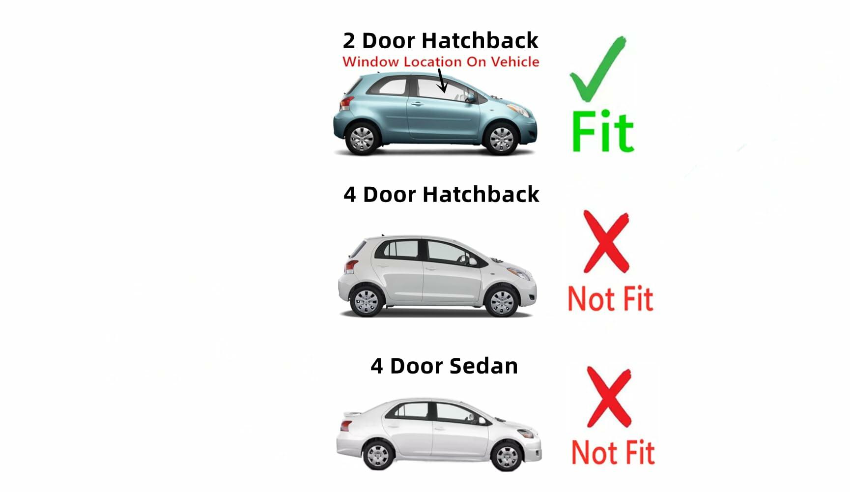 Passenger Right Side Door Window Door Glass Compatible with Toyota Yaris 2 Door Hatchback 2006-2011 Models