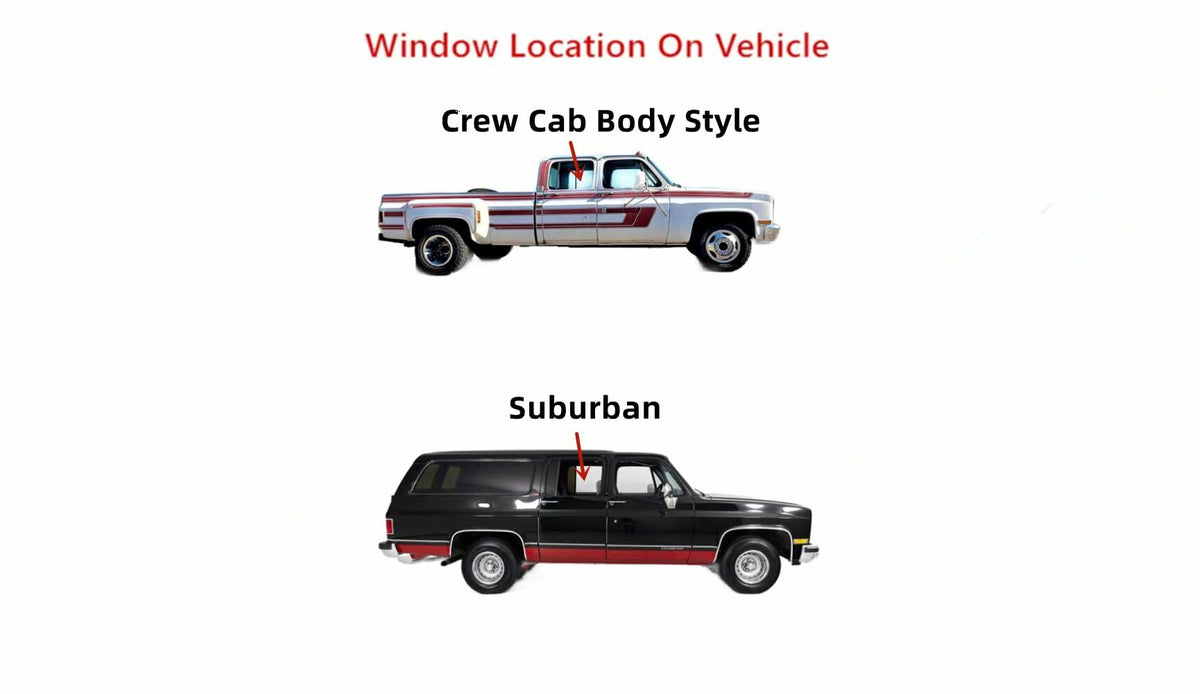 Passenger Right Side Rear Door Window Door Glass Compatible with Chevrolet Suburban/GMC Suburban/Chevroket Pickup/GMC Pickup 1981-1991 4 Door Models