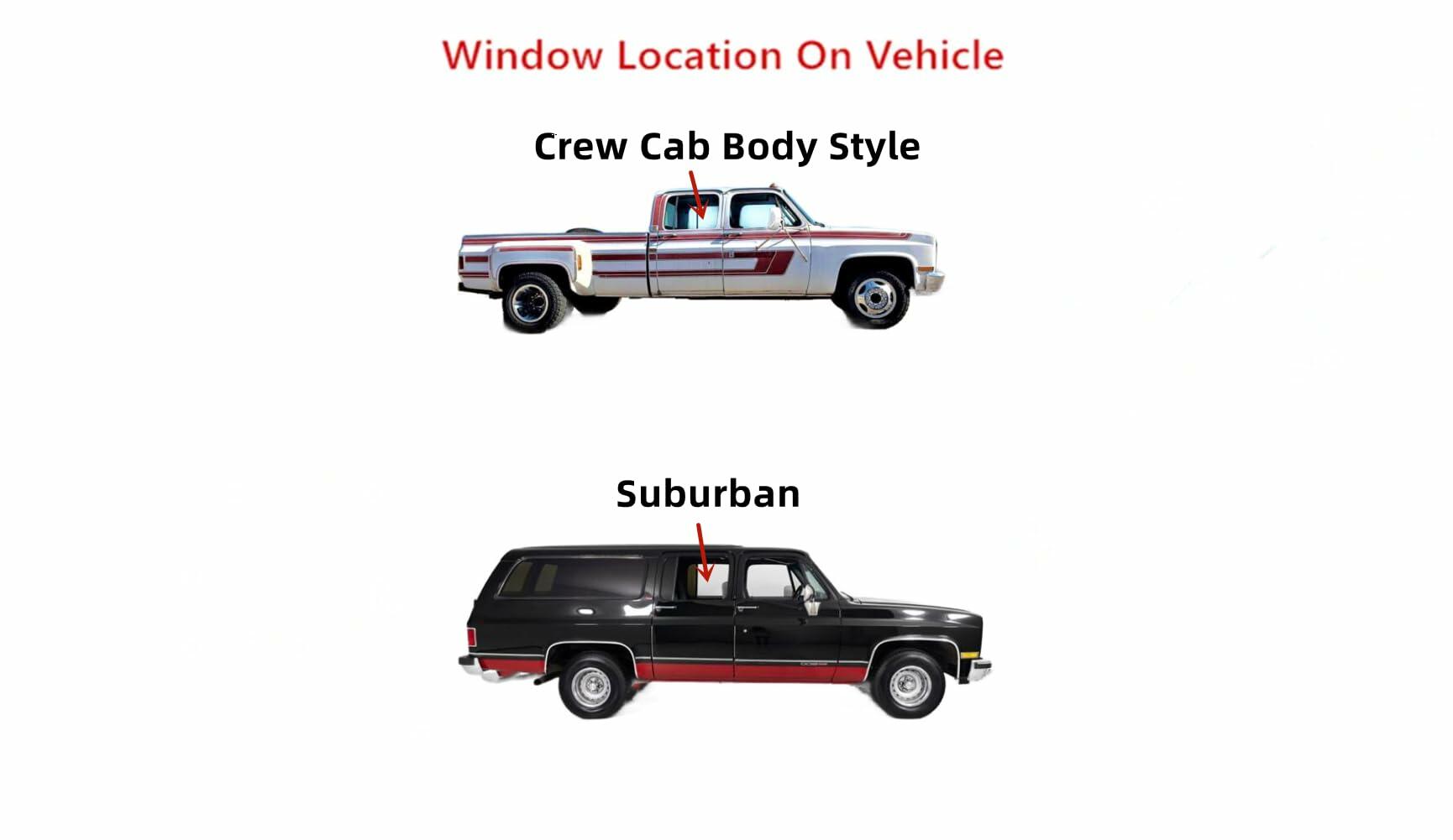 Passenger Right Side Rear Door Window Door Glass Compatible with Chevrolet Suburban/GMC Suburban/Chevroket Pickup/GMC Pickup 1981-1991 4 Door Models