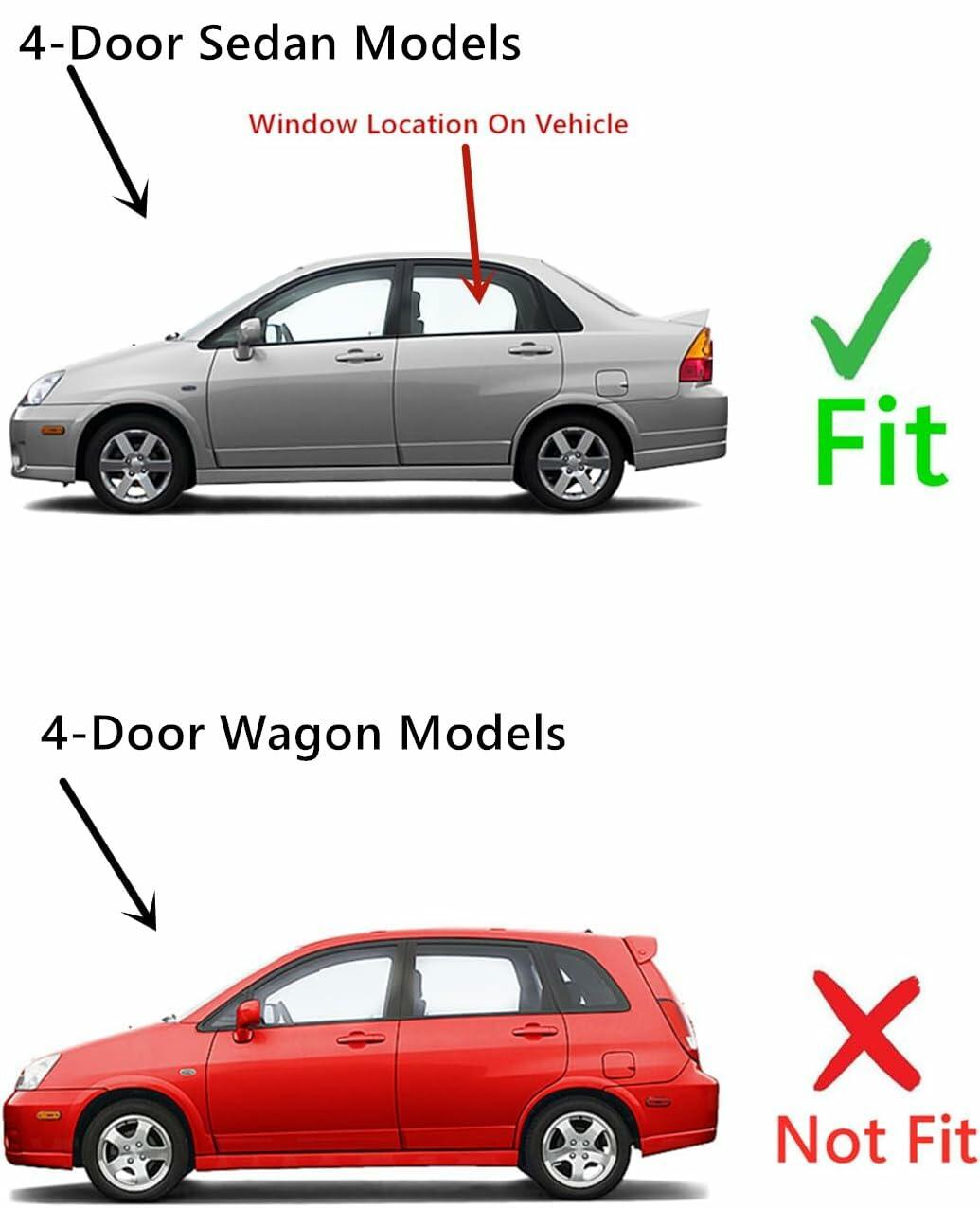Driver Left Side Rear Door Window Door Glass Compatible with Suzuki Aerio 4 Door Sedan 2002-2007
