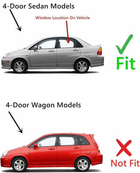 Driver Left Side Rear Door Window Door Glass Compatible with Suzuki Aerio 4 Door Sedan 2002-2007