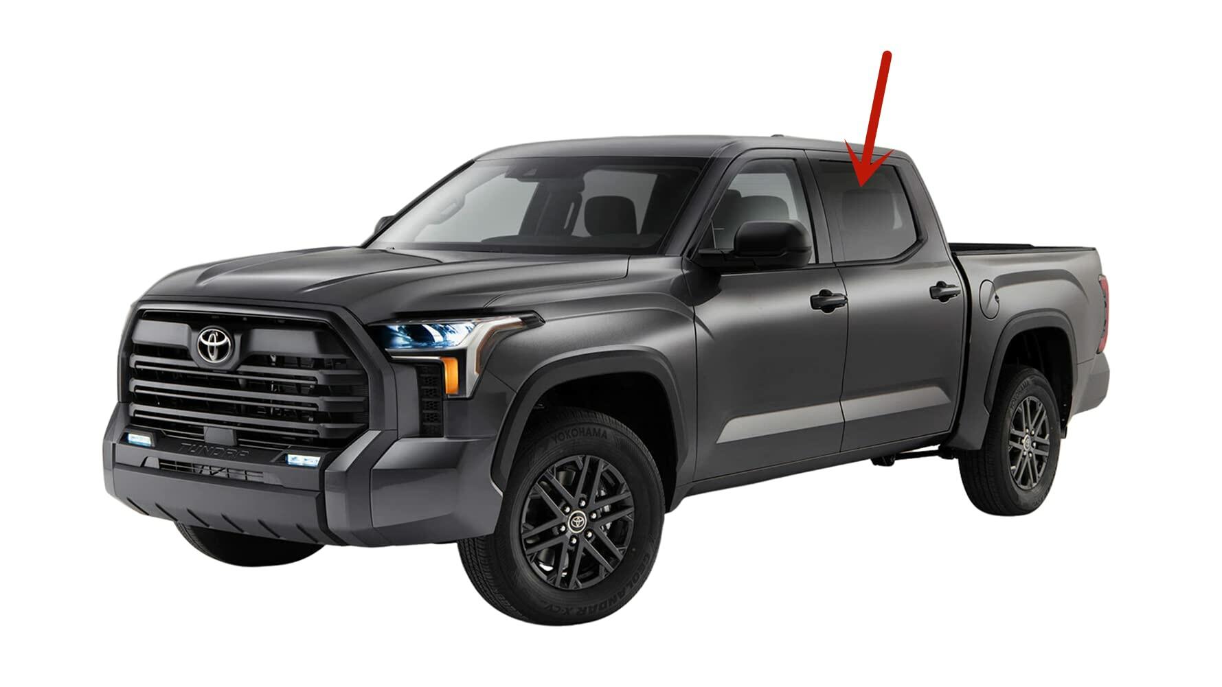 Tempered Driver Left Side Rear Door Window Door Glass Compatible with Toyota Tundra Pickup 4 Door Crew Cab 2022-2025 Models