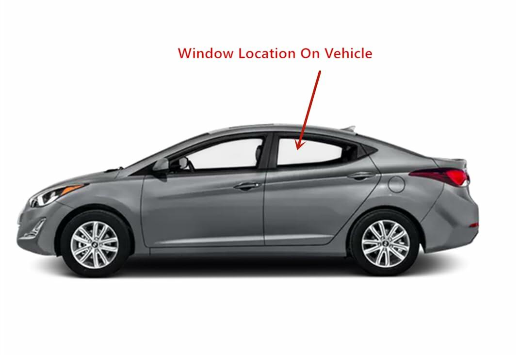 Driver Left Side Rear Door Window Door Glass Compatible with Hyundai Elantra 4 Door Sedan 2011-2016 Models