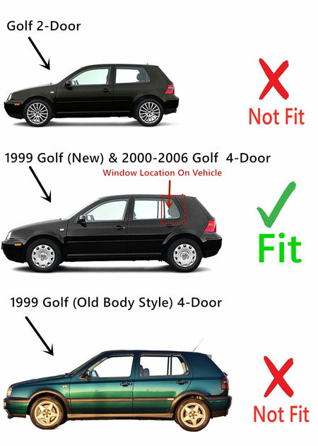 Driver Left Side Vent Window Vent Glass Compatible with Volkswagen Golf (New) 1999 / Golf 2000-2006 4 Door Hatchback Models