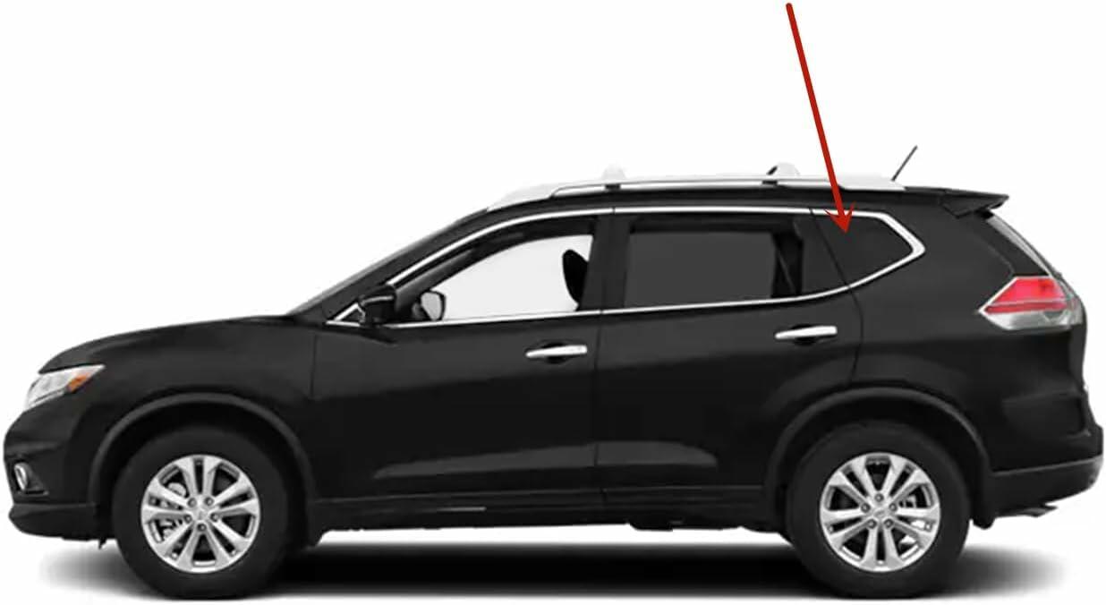 Bright Trim Style Driver Left Side Quarter Window Quarter Glass Compatible with Nissan Rogue 2014-2020 Models (Not For Rogue Sport or Rogue Select)
