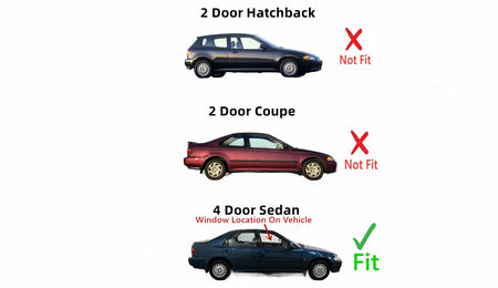 Passenger Right Side Front Door Window Door Glass Compatible with Honda Civic 4 Door Sedan 1992-1995 Models
