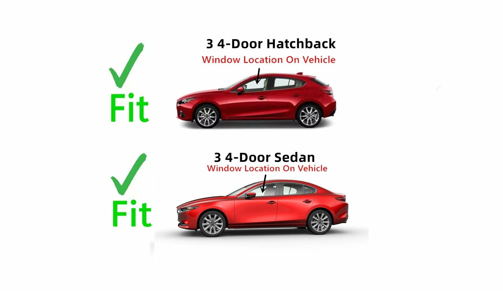 Driver Left Side Front Door Window Door Glass Compatible with Mazda 3 2014-2018 Models
