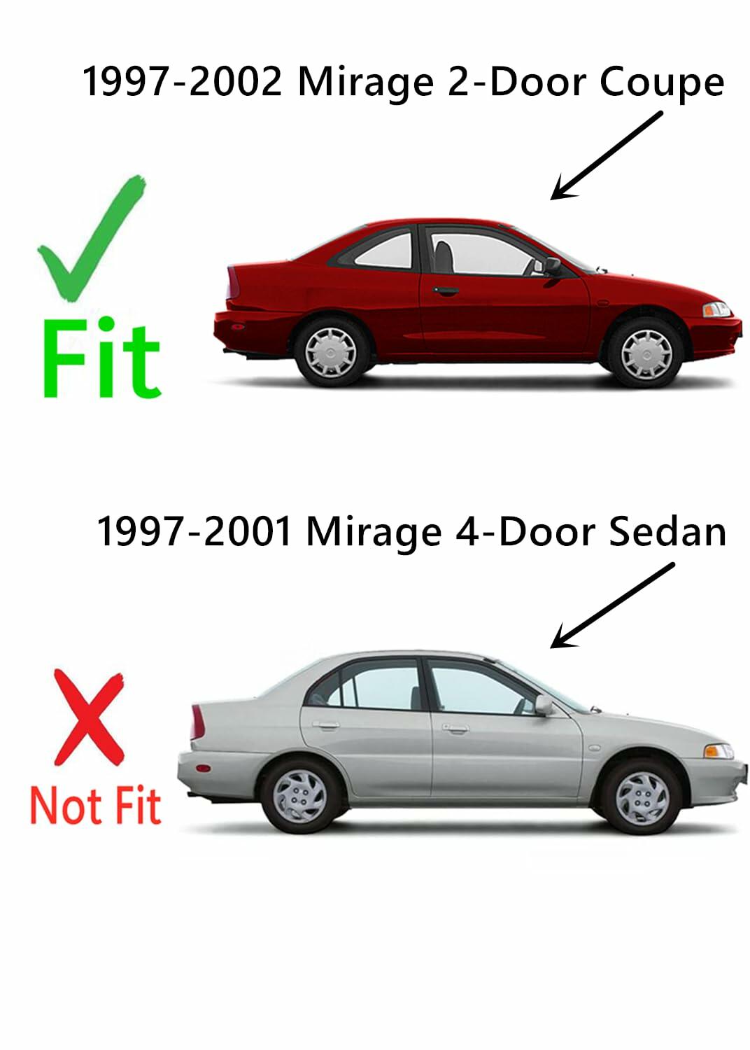 Passenger Right Side Door Window Door Glass Compatible with Mitsubishi Mirage 2 Door Coupe 1997-2002 Models