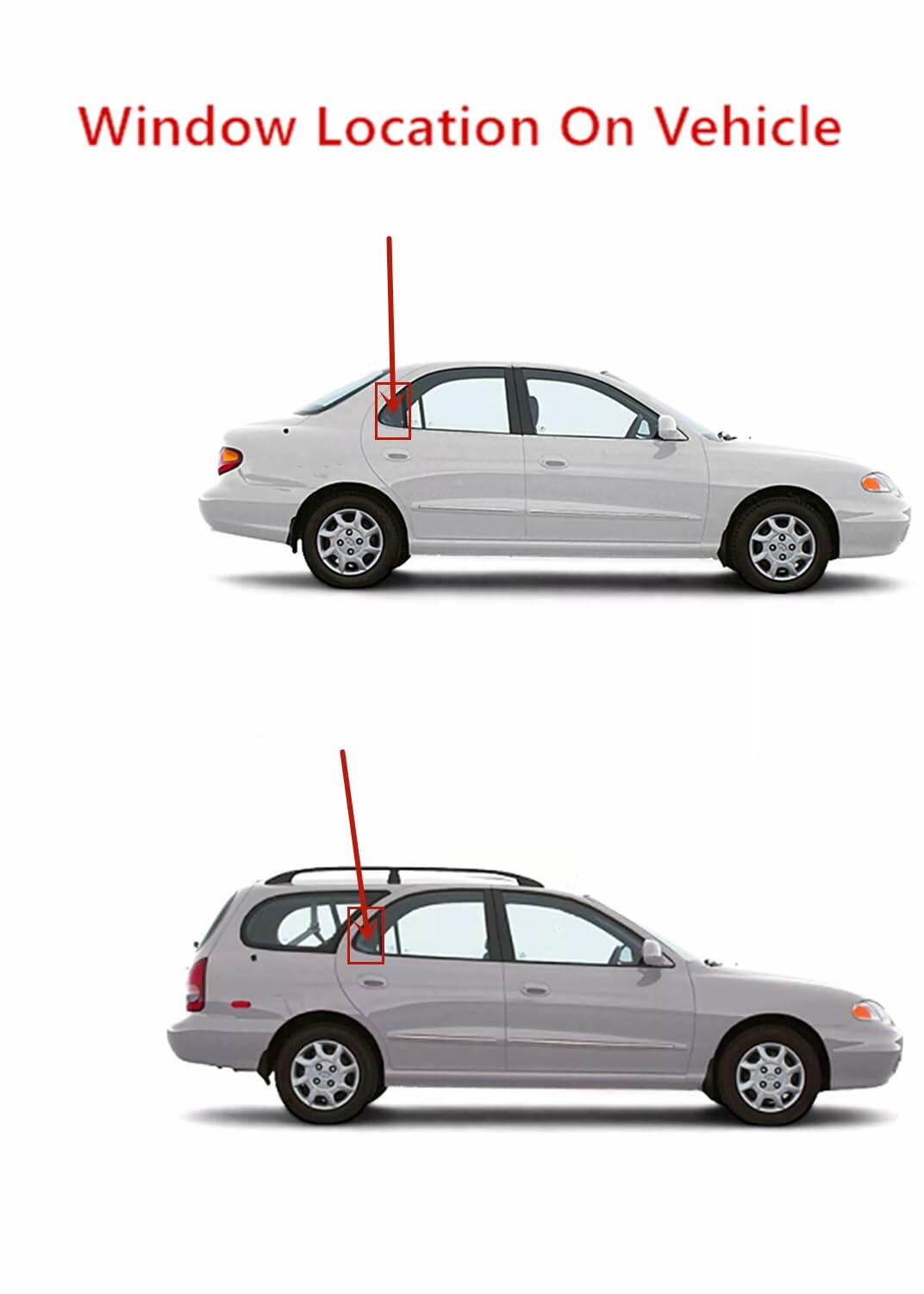 Passenger Right Side Rear Vent Window Vent Glass Compatible With Hyundai Elantra 1996-2000 Models