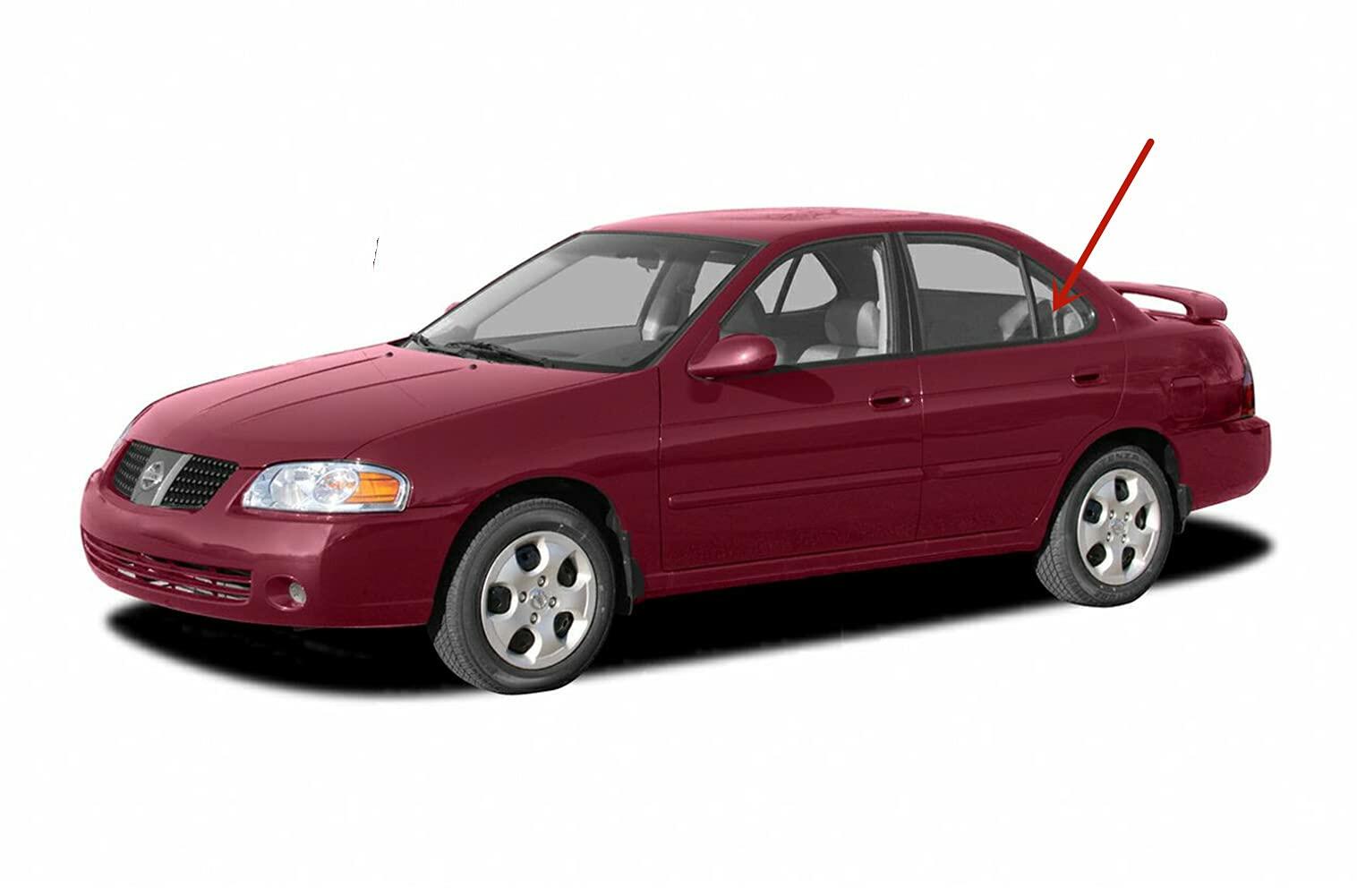 Driver Left Side Rear Vent Window Vent Glass Compatible with Nissan Sentra 1991-1994 / Tsuru 1992-2005 4 Door Sedan Models